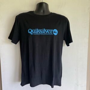 Quiksilver Black Tee with Blue Logo Men’s Medium